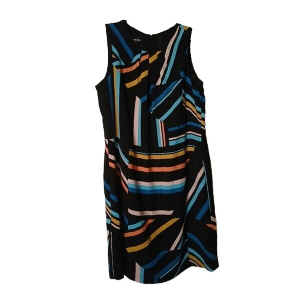 Nine West Black Multicolor Abstract Sleeveless sheath Dress Size 10 - Picture 4 of 6